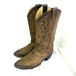 Justin Mens Stampede Western Cowboy Leather 2553 Embroidered 8.5EE Boots WIDE